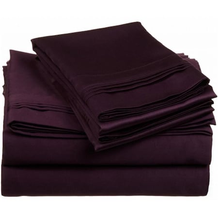 Superior  Egyptian Cotton 650 Thread Count Solid Sheet Set  Queen-Plum 650QNSH SLPL